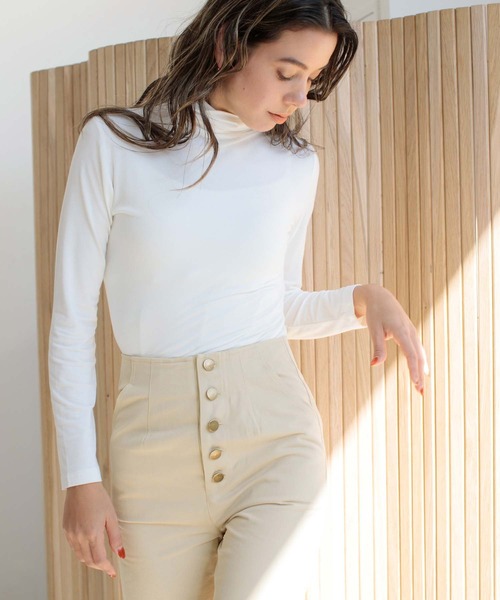 fifth（フィフス）の「ソフトタッチタートルトップス（Tシャツ/カットソー・レディース・ホワイト/パープル/グリーン・M）」の21枚目の写真