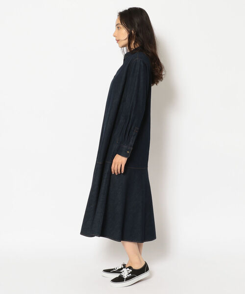 Munich(ミューニック)の「Munich(ミューニック)8ozスラブデニム フレアヘムロングワンピース/MN221N04(ワンピース・レディース・インディゴブルー・FREE)」の3枚目の写真