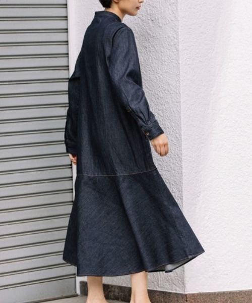 Munich(ミューニック)の「Munich(ミューニック)8ozスラブデニム フレアヘムロングワンピース/MN221N04(ワンピース・レディース・インディゴブルー・FREE)」の10枚目の写真