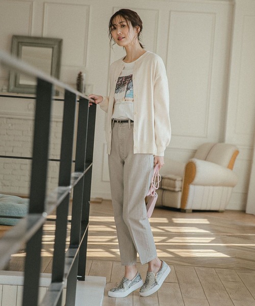 GLOBAL WORK（グローバルワーク）の「トリプルイージークルーカーディガン/262122（カーディガン/ボレロ・レディース・ブラック/ベージュ/オフホワイト/グリーン/ライトイエロー・MEDIUM/LARGE）」の7枚目の写真