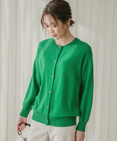 GLOBAL WORK（グローバルワーク）の「トリプルイージークルーカーディガン/262122（カーディガン/ボレロ・レディース・ブラック/ベージュ/オフホワイト/グリーン/ライトイエロー・MEDIUM/LARGE）」の13枚目の写真