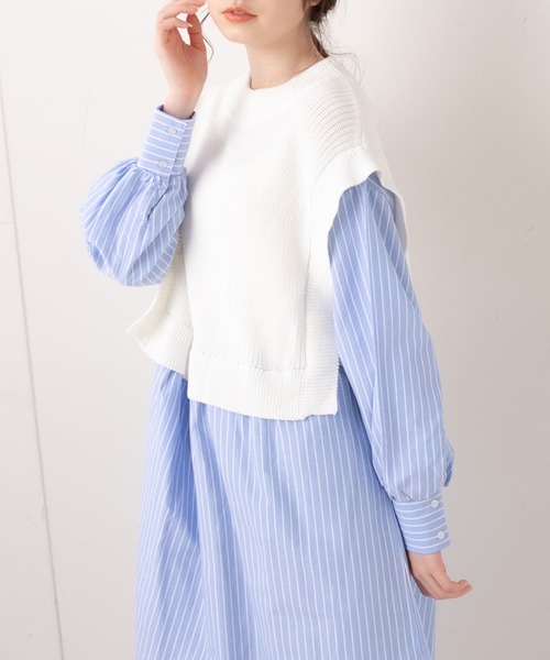 OLIVE des OLIVE（オリーブデオリーブ）の「【WEB限定】おさんぽドッキングワンピース（ワンピース・レディース・オフホワイト/グレー/ベージュ・FREE）」の2枚目の写真