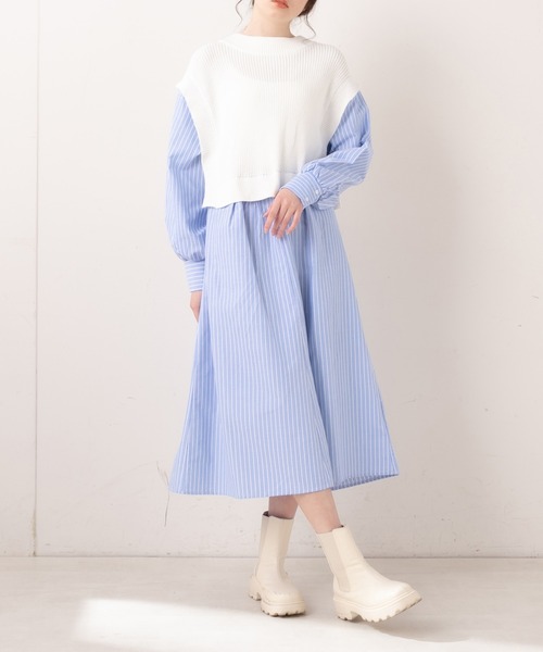 OLIVE des OLIVE（オリーブデオリーブ）の「【WEB限定】おさんぽドッキングワンピース（ワンピース・レディース・オフホワイト/グレー/ベージュ・FREE）」の13枚目の写真