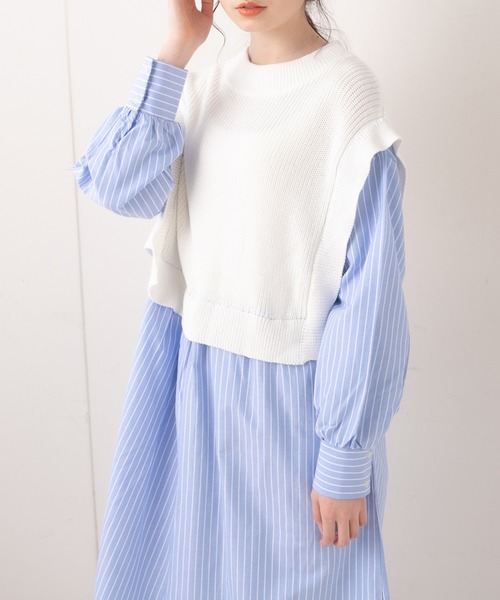 OLIVE des OLIVE（オリーブデオリーブ）の「【WEB限定】おさんぽドッキングワンピース（ワンピース・レディース・オフホワイト/グレー/ベージュ・FREE）」の10枚目の写真