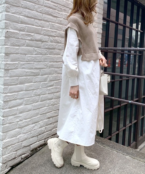 OLIVE des OLIVE（オリーブデオリーブ）の「【WEB限定】おさんぽドッキングワンピース（ワンピース・レディース・オフホワイト/グレー/ベージュ・FREE）」の20枚目の写真