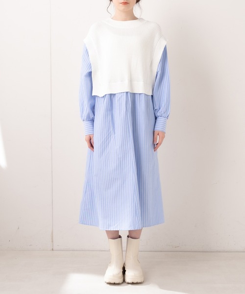 OLIVE des OLIVE（オリーブデオリーブ）の「【WEB限定】おさんぽドッキングワンピース（ワンピース・レディース・オフホワイト/グレー/ベージュ・FREE）」の15枚目の写真