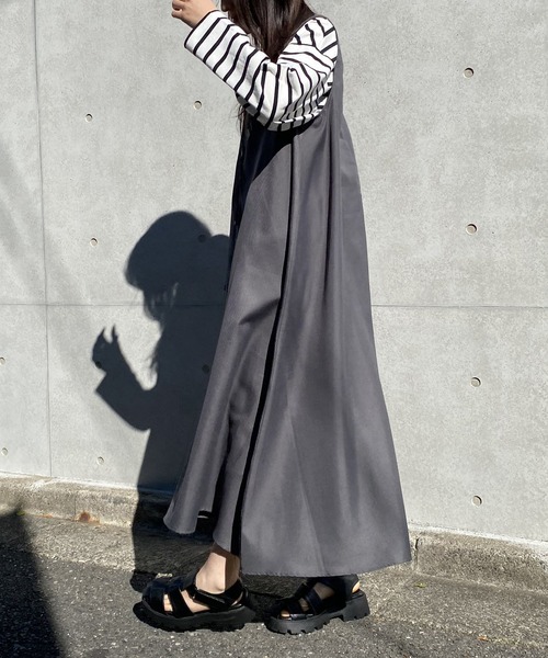 AS KNOW AS PINKY（アズノゥアズピンキー）の「柄めいたばさり前後ジャンパースカート（ジャンパースカート・レディース・チャコールグレー/モカ/ベージュ/ベージュ系その他/ブルー系その他・FREE）」の10枚目の写真