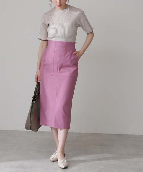 N.(N. Natural Beauty Basic)(エヌエヌナチュラルビューティーベーシック)の「【S Size Line】◆ツイルストレッチポケットタイトスカート(スカート・レディース・オフホワイト/モカ/ネイビー/ピンク・SMALL/MEDIUM)」の1枚目の写真