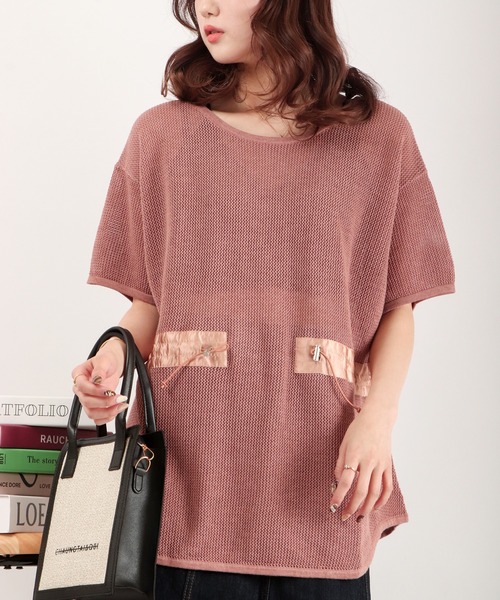 EACH.（イーチ）の「EACH メッシュニットT（ニット/セーター・レディース・パープル/ブラウン/ホワイト・FREE）」の3枚目の写真