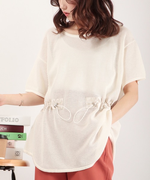 EACH.（イーチ）の「EACH メッシュニットT（ニット/セーター・レディース・パープル/ブラウン/ホワイト・FREE）」の2枚目の写真