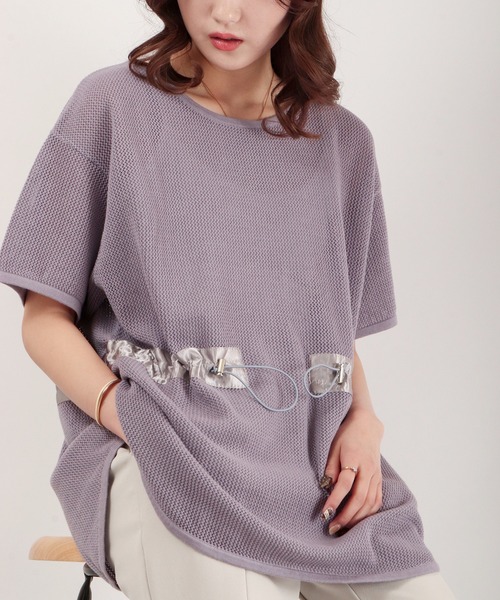 EACH.（イーチ）の「EACH メッシュニットT（ニット/セーター・レディース・パープル/ブラウン/ホワイト・FREE）」の12枚目の写真