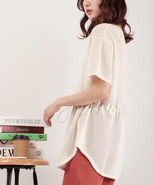 EACH.（イーチ）の「EACH メッシュニットT（ニット/セーター・レディース・パープル/ブラウン/ホワイト・FREE）」の5枚目の写真