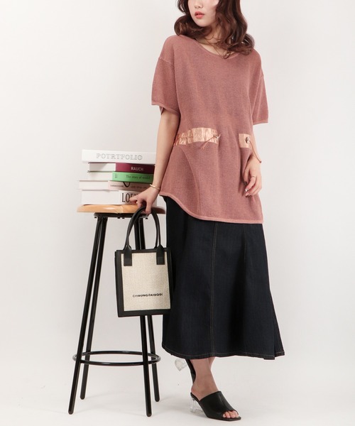 EACH.（イーチ）の「EACH メッシュニットT（ニット/セーター・レディース・パープル/ブラウン/ホワイト・FREE）」の11枚目の写真