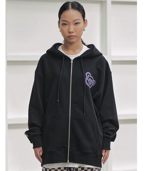 ISTKUNST（イストクンスト）の「【ISTKUNST】BEAR & SMILEY HOOD ZIP UP / イストクンスト ベアー アンド スマイリー ジップアップ フーディー（パーカー・レディース・ライトグレー/ブラック・MEDIUM/LARGE/X-LARGE）」の10枚目の写真
