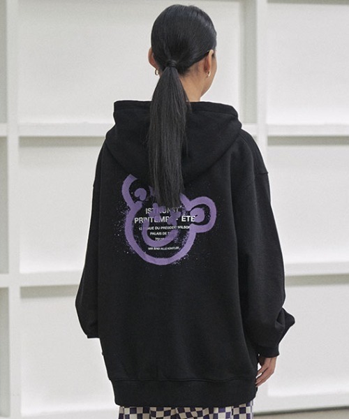 ISTKUNST（イストクンスト）の「【ISTKUNST】BEAR & SMILEY HOOD ZIP UP / イストクンスト ベアー アンド スマイリー ジップアップ フーディー（パーカー・レディース・ライトグレー/ブラック・MEDIUM/LARGE/X-LARGE）」の18枚目の写真