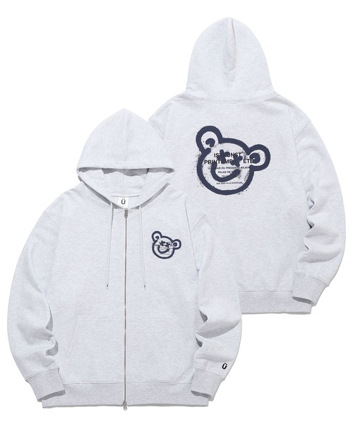 ISTKUNST（イストクンスト）の「【ISTKUNST】BEAR & SMILEY HOOD ZIP UP / イストクンスト ベアー アンド スマイリー ジップアップ フーディー（パーカー・レディース・ライトグレー/ブラック・MEDIUM/LARGE/X-LARGE）」の7枚目の写真