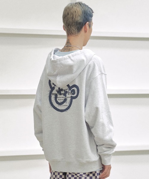ISTKUNST（イストクンスト）の「【ISTKUNST】BEAR & SMILEY HOOD ZIP UP / イストクンスト ベアー アンド スマイリー ジップアップ フーディー（パーカー・レディース・ライトグレー/ブラック・MEDIUM/LARGE/X-LARGE）」の5枚目の写真