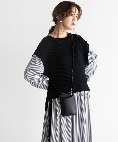 GeeRA(ジーラ)の「編みショルダーマルチモバイルバッグ(ショルダーバッグ・レディース・オレンジ/イエロー/ブラック/オフホワイト・FREE)」の5枚目の写真