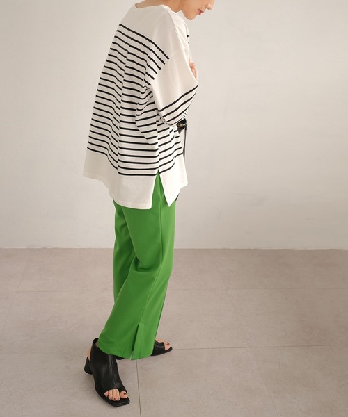 ANDJ(アンドジェイ)の「パネルボーダーロングTシャツ(Tシャツ/カットソー・レディース・ブラック/グリーン・M)」の16枚目の写真