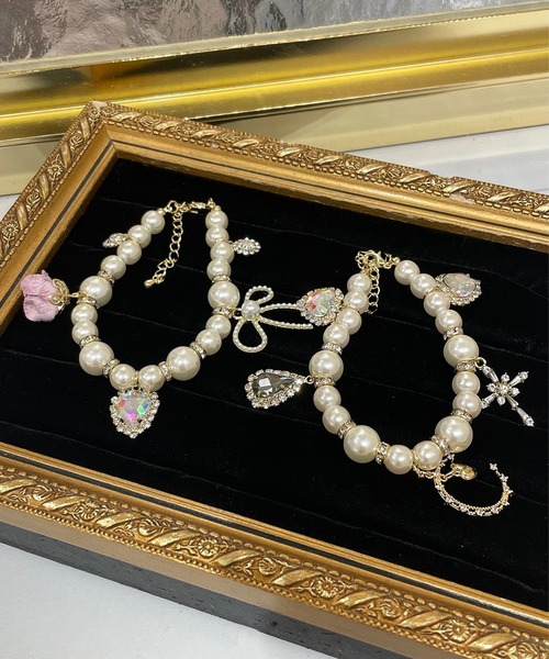 ROJITA（ロジータ）の「ランダムパーツキラキラブレスレット（ブレスレット・レディース・ブラック/ピンク・FREE）」の8枚目の写真