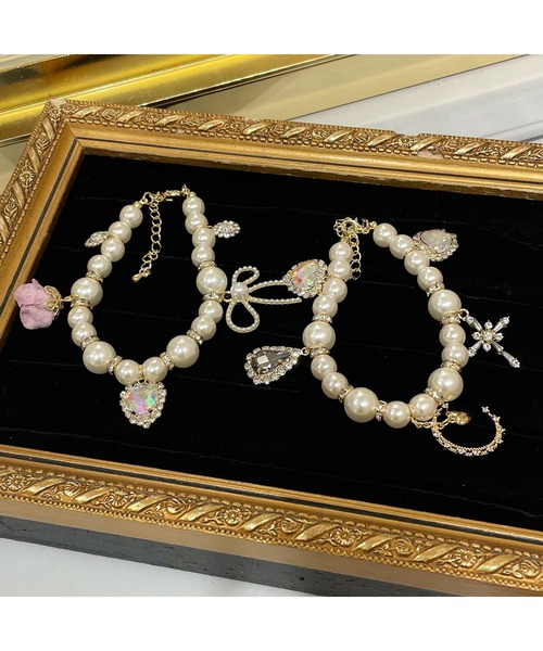 ROJITA（ロジータ）の「ランダムパーツキラキラブレスレット（ブレスレット・レディース・ブラック/ピンク・FREE）」の4枚目の写真