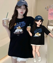 DEVICE | duckプリント 古着風 オーバーサイズ ビッグシルエット 半袖Tシャツ(Tシャツ/カットソー)