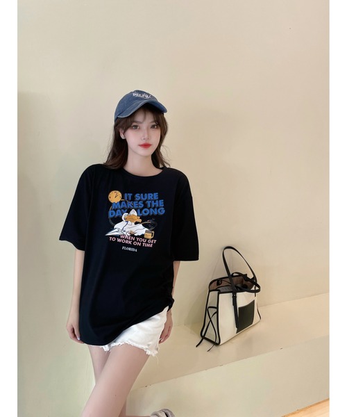 DEVICE（デバイス）の「duckプリント 韓国ビッグシルエット 古着風 プリント 半袖 Tシャツ（Tシャツ/カットソー・メンズ・ホワイト/ブラック・FREE）」の8枚目の写真