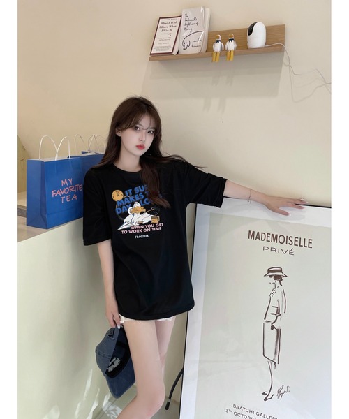 DEVICE（デバイス）の「duckプリント 韓国ビッグシルエット 古着風 プリント 半袖 Tシャツ（Tシャツ/カットソー・メンズ・ホワイト/ブラック・FREE）」の13枚目の写真