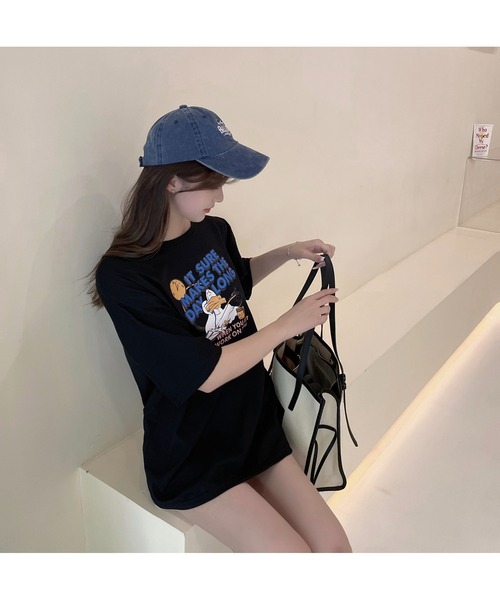 DEVICE（デバイス）の「duckプリント 韓国ビッグシルエット 古着風 プリント 半袖 Tシャツ（Tシャツ/カットソー・メンズ・ホワイト/ブラック・FREE）」の7枚目の写真