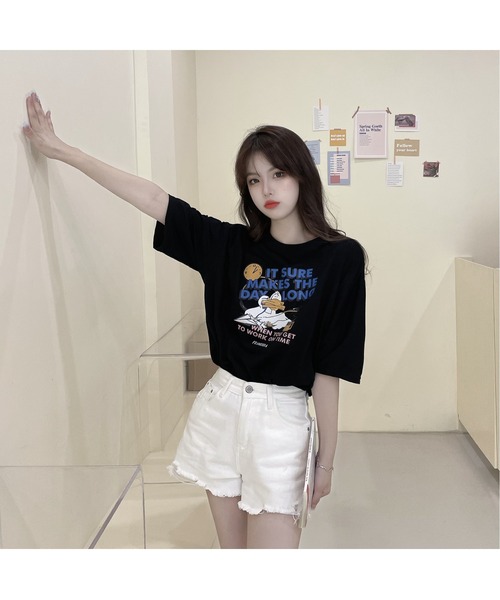DEVICE（デバイス）の「duckプリント 韓国ビッグシルエット 古着風 プリント 半袖 Tシャツ（Tシャツ/カットソー・メンズ・ホワイト/ブラック・FREE）」の11枚目の写真