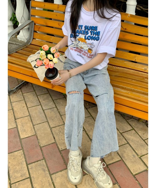 DEVICE（デバイス）の「duckプリント 韓国ビッグシルエット 古着風 プリント 半袖 Tシャツ（Tシャツ/カットソー・メンズ・ホワイト/ブラック・FREE）」の22枚目の写真