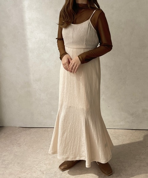 apres jour clair（アプレジュールクレア）の「【apres jour clair】マーメイドキャミワンピ―ス【ZOZOTOWN限定アイテム】（ワンピース・レディース・アイボリー/ベージュ/ブラウン系その他・X-LARGE/フリー）」の4枚目の写真