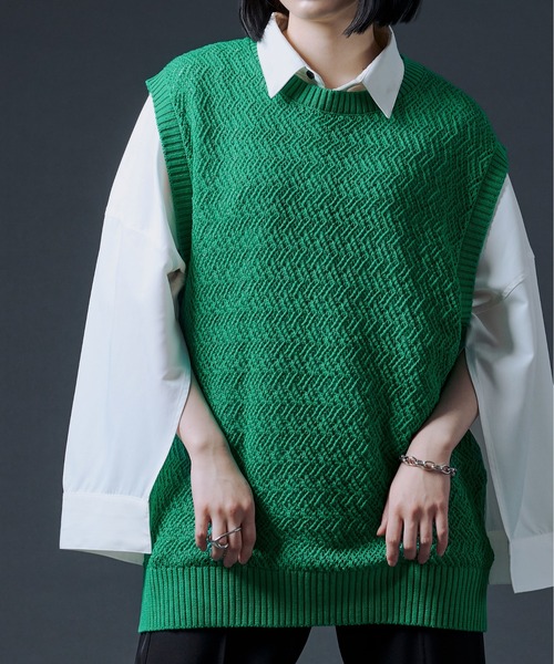 Ellno Loset（エルノロゼット）の「スカシアミニットベスト（ベスト・メンズ・ブラック/オフホワイト/グリーン・MEDIUM/LARGE）」の3枚目の写真