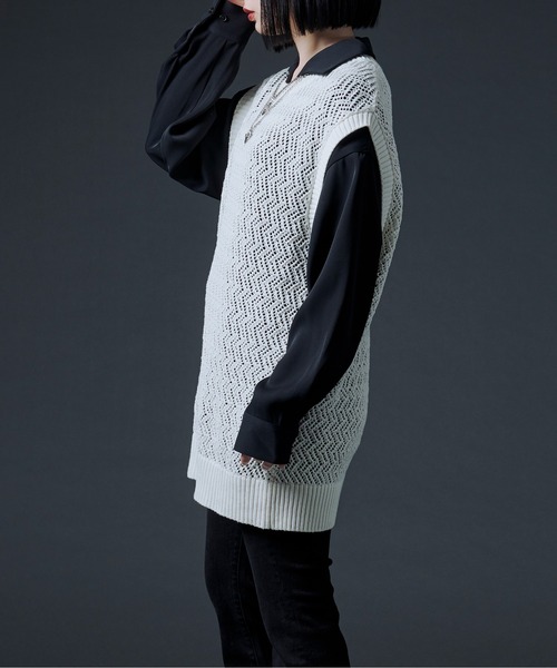 Ellno Loset（エルノロゼット）の「スカシアミニットベスト（ベスト・メンズ・ブラック/オフホワイト/グリーン・MEDIUM/LARGE）」の18枚目の写真