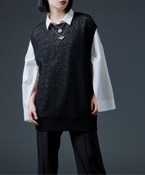 Ellno Loset（エルノロゼット）の「スカシアミニットベスト（ベスト・メンズ・ブラック/オフホワイト/グリーン・MEDIUM/LARGE）」の21枚目の写真