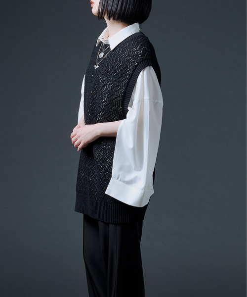 Ellno Loset（エルノロゼット）の「スカシアミニットベスト（ベスト・メンズ・ブラック/オフホワイト/グリーン・MEDIUM/LARGE）」の22枚目の写真