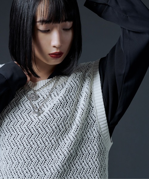 Ellno Loset（エルノロゼット）の「スカシアミニットベスト（ベスト・メンズ・ブラック/オフホワイト/グリーン・MEDIUM/LARGE）」の20枚目の写真