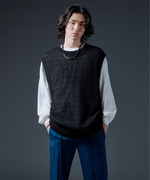 Ellno Loset（エルノロゼット）の「スカシアミニットベスト（ベスト・メンズ・ブラック/オフホワイト/グリーン・MEDIUM/LARGE）」の6枚目の写真