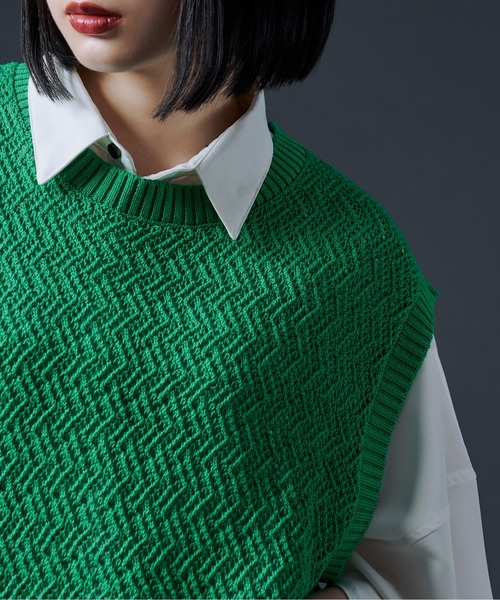 Ellno Loset（エルノロゼット）の「スカシアミニットベスト（ベスト・メンズ・ブラック/オフホワイト/グリーン・MEDIUM/LARGE）」の8枚目の写真