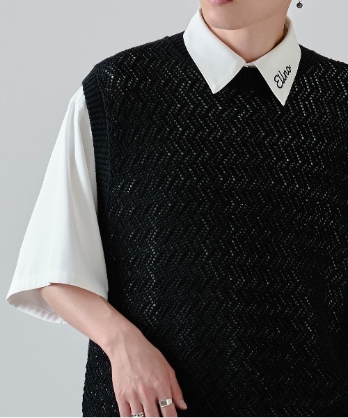 Ellno Loset（エルノロゼット）の「スカシアミニットベスト（ベスト・メンズ・ブラック/オフホワイト/グリーン・MEDIUM/LARGE）」の10枚目の写真