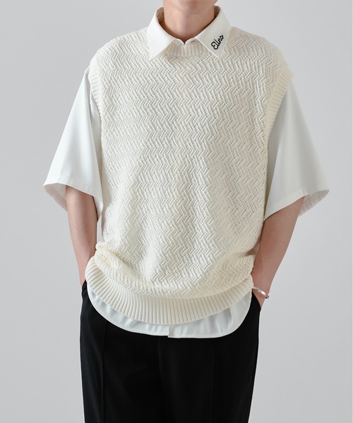 Ellno Loset（エルノロゼット）の「スカシアミニットベスト（ベスト・メンズ・ブラック/オフホワイト/グリーン・MEDIUM/LARGE）」の12枚目の写真