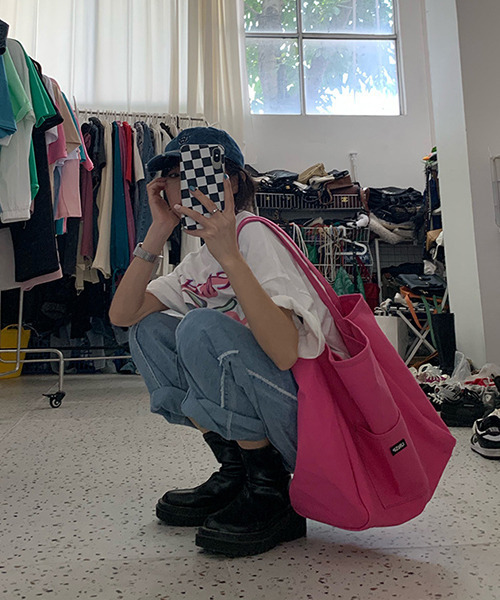 c.u.l（シーユーエル）の「キャンパスカラートートバッグ cula376（トートバッグ・レディース・ピンク/グリーン/イエロー/オレンジ・FREE）」の6枚目の写真