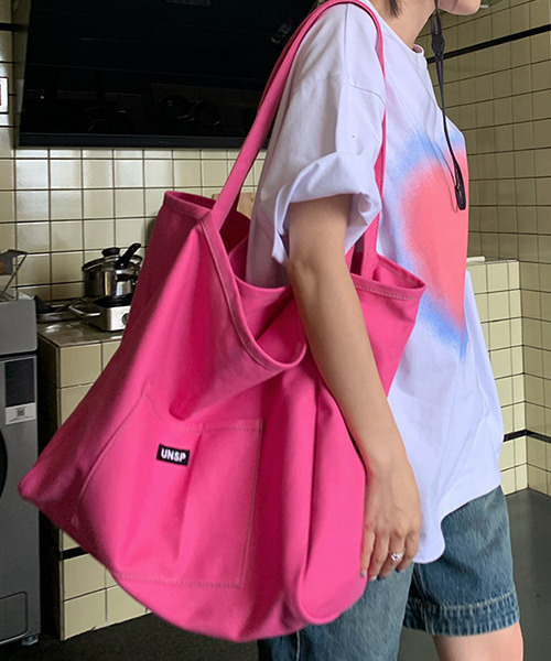 c.u.l（シーユーエル）の「キャンパスカラートートバッグ cula376（トートバッグ・レディース・ピンク/グリーン/イエロー/オレンジ・FREE）」の7枚目の写真