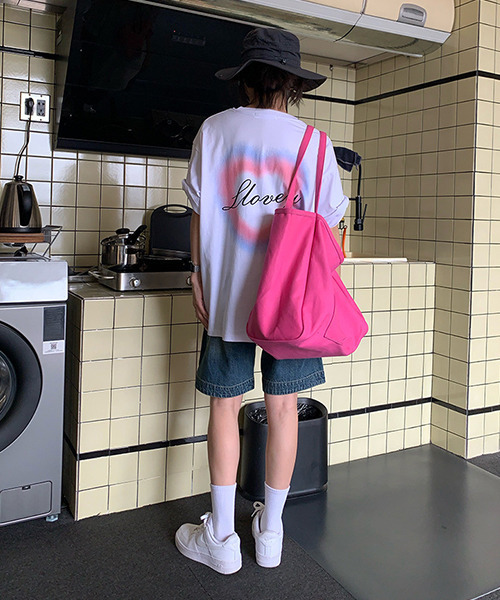 c.u.l（シーユーエル）の「キャンパスカラートートバッグ cula376（トートバッグ・レディース・ピンク/グリーン/イエロー/オレンジ・FREE）」の10枚目の写真