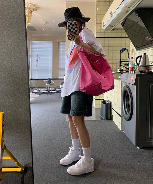 c.u.l（シーユーエル）の「キャンパスカラートートバッグ cula376（トートバッグ・レディース・ピンク/グリーン/イエロー/オレンジ・FREE）」の12枚目の写真