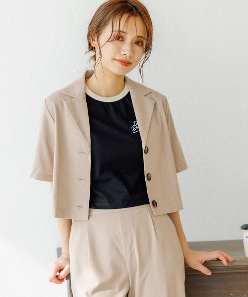 mysty woman（ミスティウーマン）の「ショートシャツ×ワイドパンツセット 273810（セットアップ・レディース・ダークブラウン/ベージュ・FREE）」の4枚目の写真