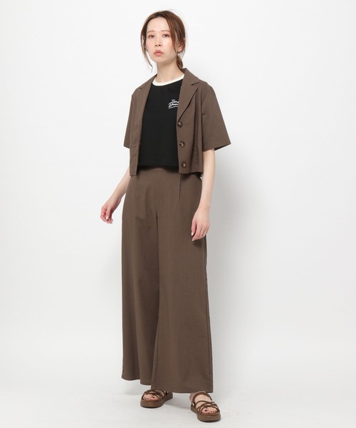 mysty woman（ミスティウーマン）の「ショートシャツ×ワイドパンツセット 273810（セットアップ・レディース・ダークブラウン/ベージュ・FREE）」の9枚目の写真