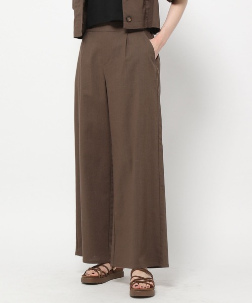 mysty woman（ミスティウーマン）の「ショートシャツ×ワイドパンツセット 273810（セットアップ・レディース・ダークブラウン/ベージュ・FREE）」の11枚目の写真