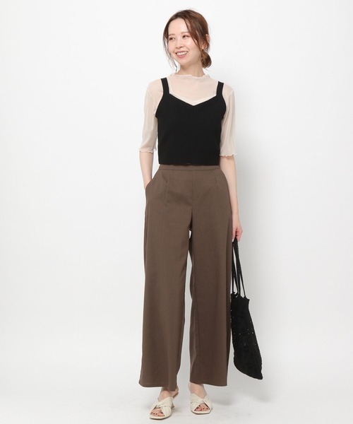 mysty woman（ミスティウーマン）の「ショートシャツ×ワイドパンツセット 273810（セットアップ・レディース・ダークブラウン/ベージュ・FREE）」の12枚目の写真