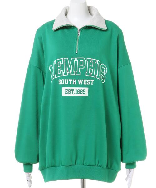 INGNI（イング）の「ハーフZIPロゴ配色スウェットトップス（Tシャツ/カットソー・レディース・ネイビー/グリーン/オートミール/ベージュ系3・M）」の16枚目の写真